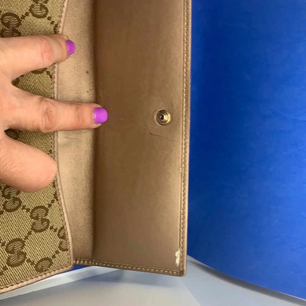 Gucci Guccissima monogram flap wallet brown light blue almost sea foam color. - Picture 9 of 12